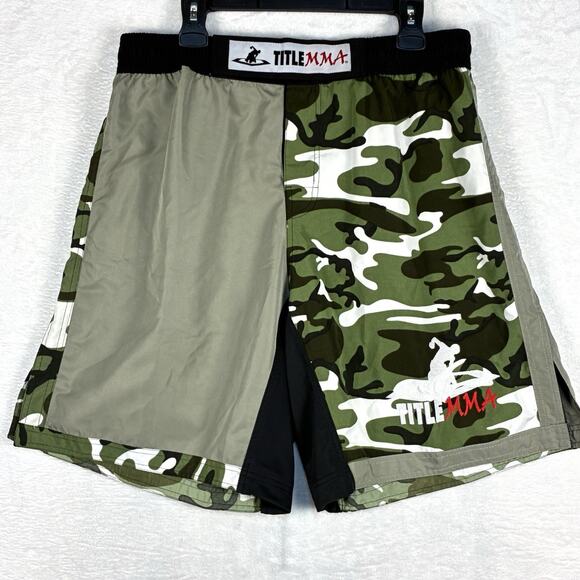 Title MMA Mens 2XL 36 Camo Jiu Jitsu Boxing Combat Gym Shorts Gracie Rogan UFC - Picture 1 of 10